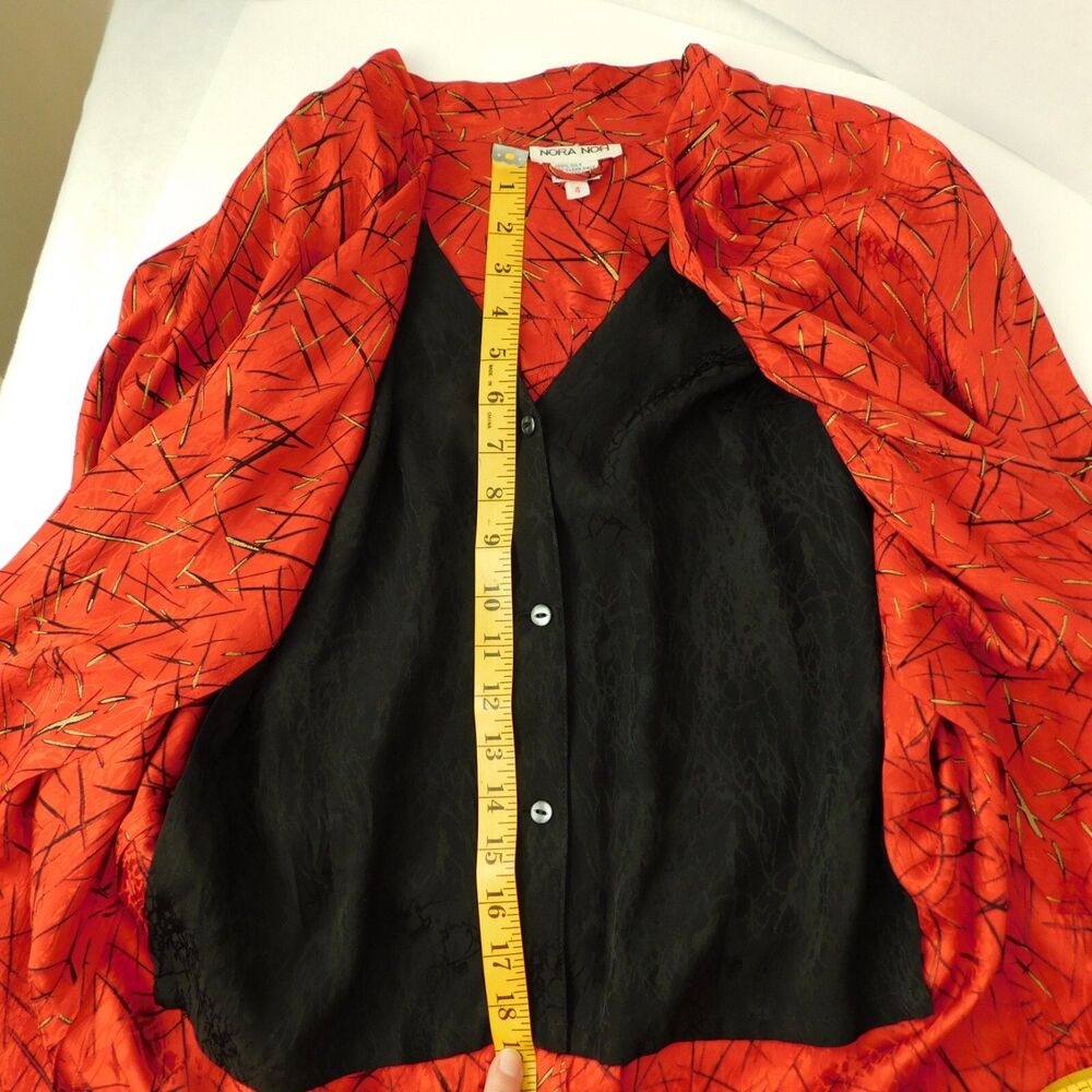 Nora Noh Vintage Silk Tunic Top Red Dolman Sleeve Flowing Size 4 Loose Fit MINT! - Picture 8 of 15